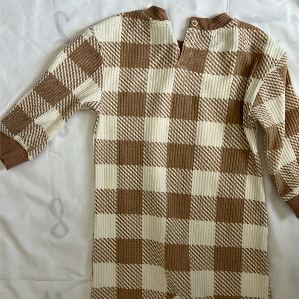 Grayson Collective Brown and White Checkered Kids One Piece Size 18 Months
